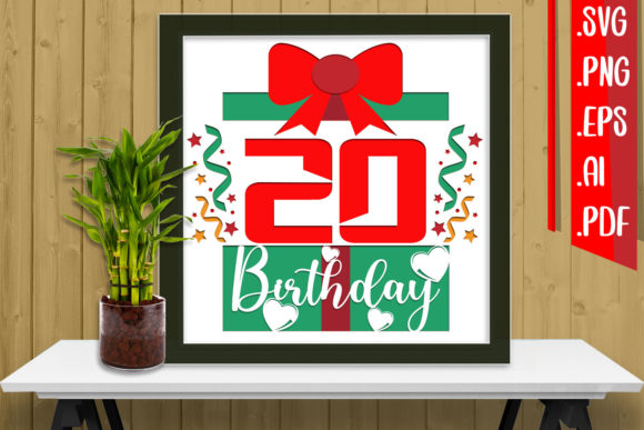 20th Birthday Layered Papercut 3D SVG for Shadow Box Design
