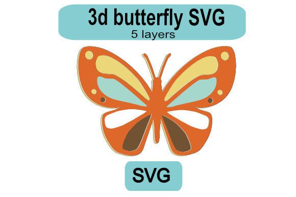 3D 5 Layer Butterfly 3D SVG Shapes