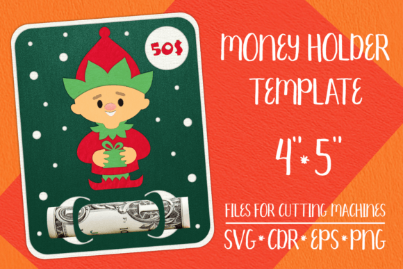 3D SVG Christmas Elf Card Money Holder