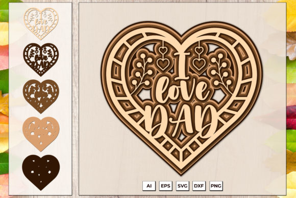 3D SVG Heart for Shadow Boxes