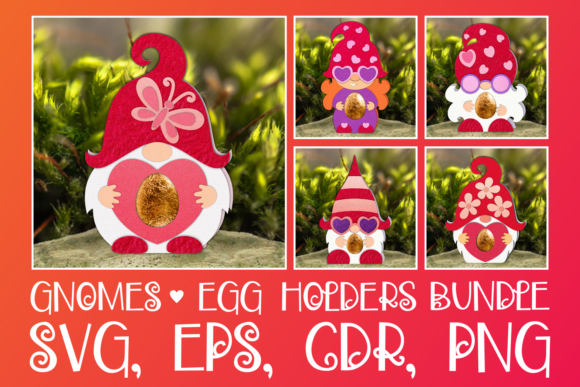 Gnomes Valentine Egg Holders Bundle SVG
