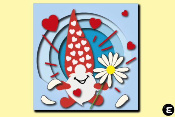 Happy Loving Gnome 3D SVG for Shadow Boxes