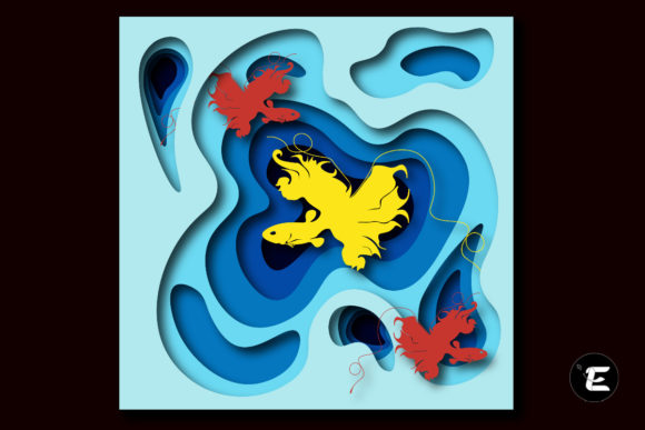 Koi 3D SVG for Shadow Boxes