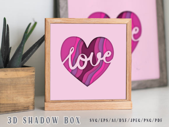 Love Heart 3D SVG Shadow Box