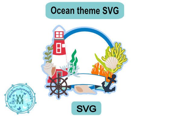 Ocean Sea Theme Shaker Topper Svg 3D SVG Shapes