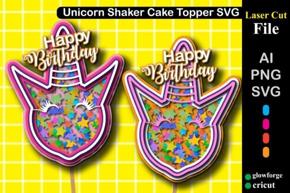 Paper Cut Unicorn Shaker Cake Topper: A 3D SVG Asset for Magical Branding