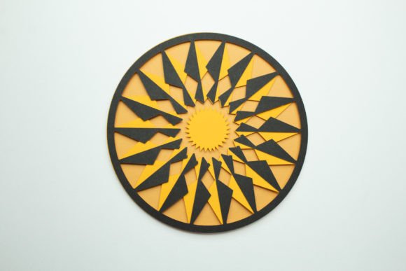Pennsylvania Dutch Hex Sign – Sun 3D SVG Clocks