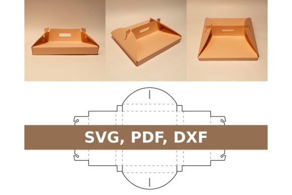 Pizza Box with Handle 3D SVG Gift Boxes
