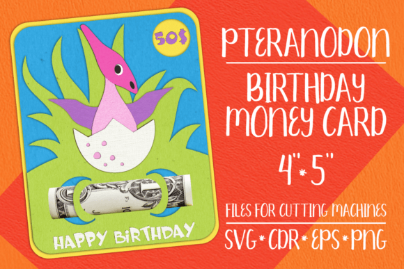 Pteranodon Birthday Card Money Holder: A 3D SVG Shape for Branding & Packaging