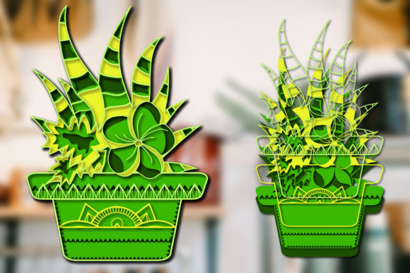 Succulent 3D Multilayer 3D SVG Paper Flowers
