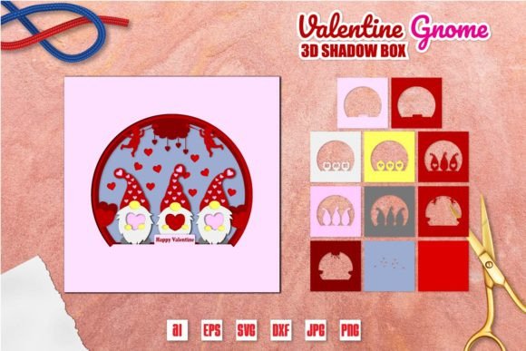 Valentine Gnome 3D Shadow Box