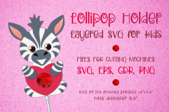 Zebra Valentine Lollipop Holder SVG